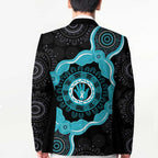 Australia Ovarian Cancer Awareness Blazer Brave Strong Teal Ribbon Aboriginal Art - Aussie Hoodie