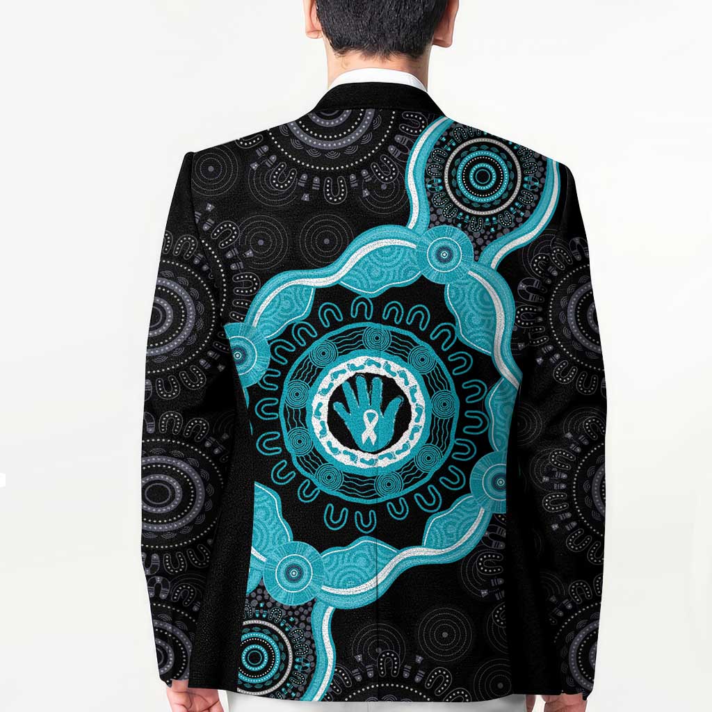 Australia Ovarian Cancer Awareness Blazer Brave Strong Teal Ribbon Aboriginal Art - Aussie Hoodie