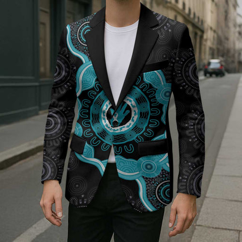 Australia Ovarian Cancer Awareness Blazer Brave Strong Teal Ribbon Aboriginal Art - Aussie Hoodie