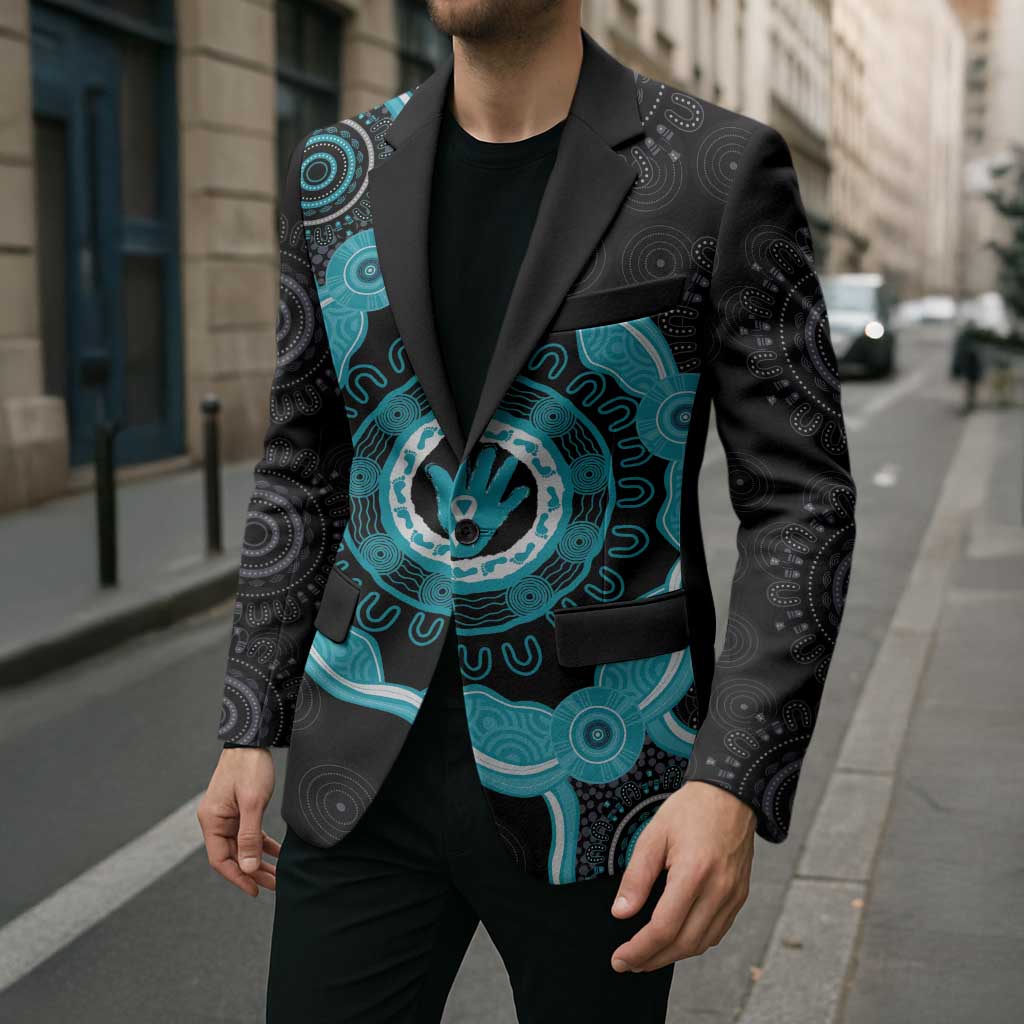Australia Ovarian Cancer Awareness Blazer Brave Strong Teal Ribbon Aboriginal Art - Aussie Hoodie