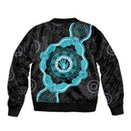 Australia Ovarian Cancer Awareness Bomber Jacket Brave Strong Teal Ribbon Aboriginal Art - Aussie Hoodie