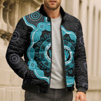 Australia Ovarian Cancer Awareness Bomber Puffer Jacket Brave Strong Teal Ribbon Aboriginal Art - Aussie Hoodie