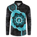Australia Ovarian Cancer Awareness Button Sweatshirt Brave Strong Teal Ribbon Aboriginal Art - Aussie Hoodie