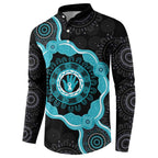 Australia Ovarian Cancer Awareness Button Sweatshirt Brave Strong Teal Ribbon Aboriginal Art - Aussie Hoodie