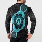 Australia Ovarian Cancer Awareness Button Sweatshirt Brave Strong Teal Ribbon Aboriginal Art - Aussie Hoodie