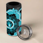 Australia Ovarian Cancer Awareness 4 in 1 Can Cooler Tumbler Brave Strong Teal Ribbon Aboriginal Art - Aussie Hoodie