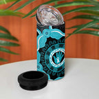 Australia Ovarian Cancer Awareness 4 in 1 Can Cooler Tumbler Brave Strong Teal Ribbon Aboriginal Art - Aussie Hoodie