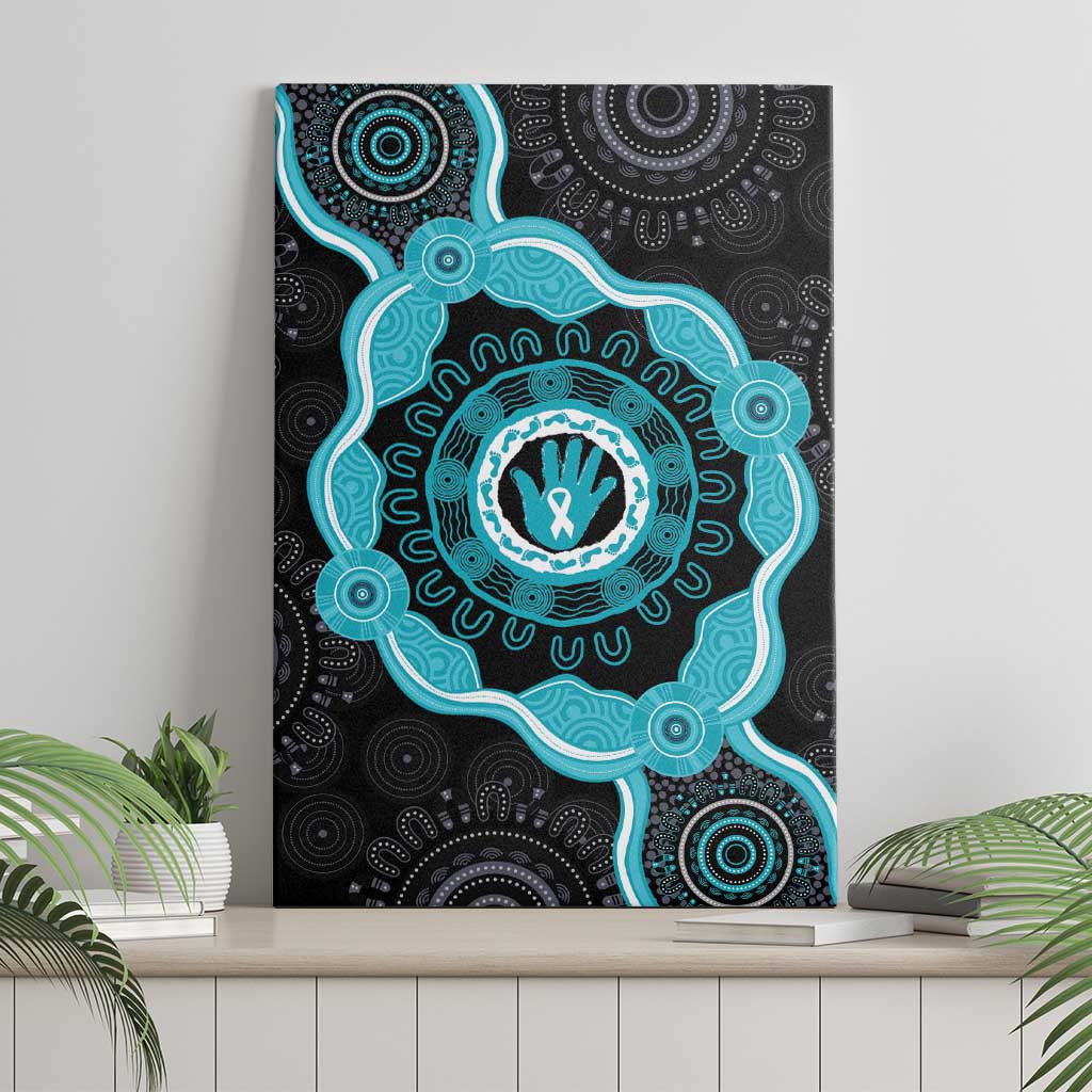 Australia Ovarian Cancer Awareness Canvas Wall Art Brave Strong Teal Ribbon Aboriginal Art - Aussie Hoodie