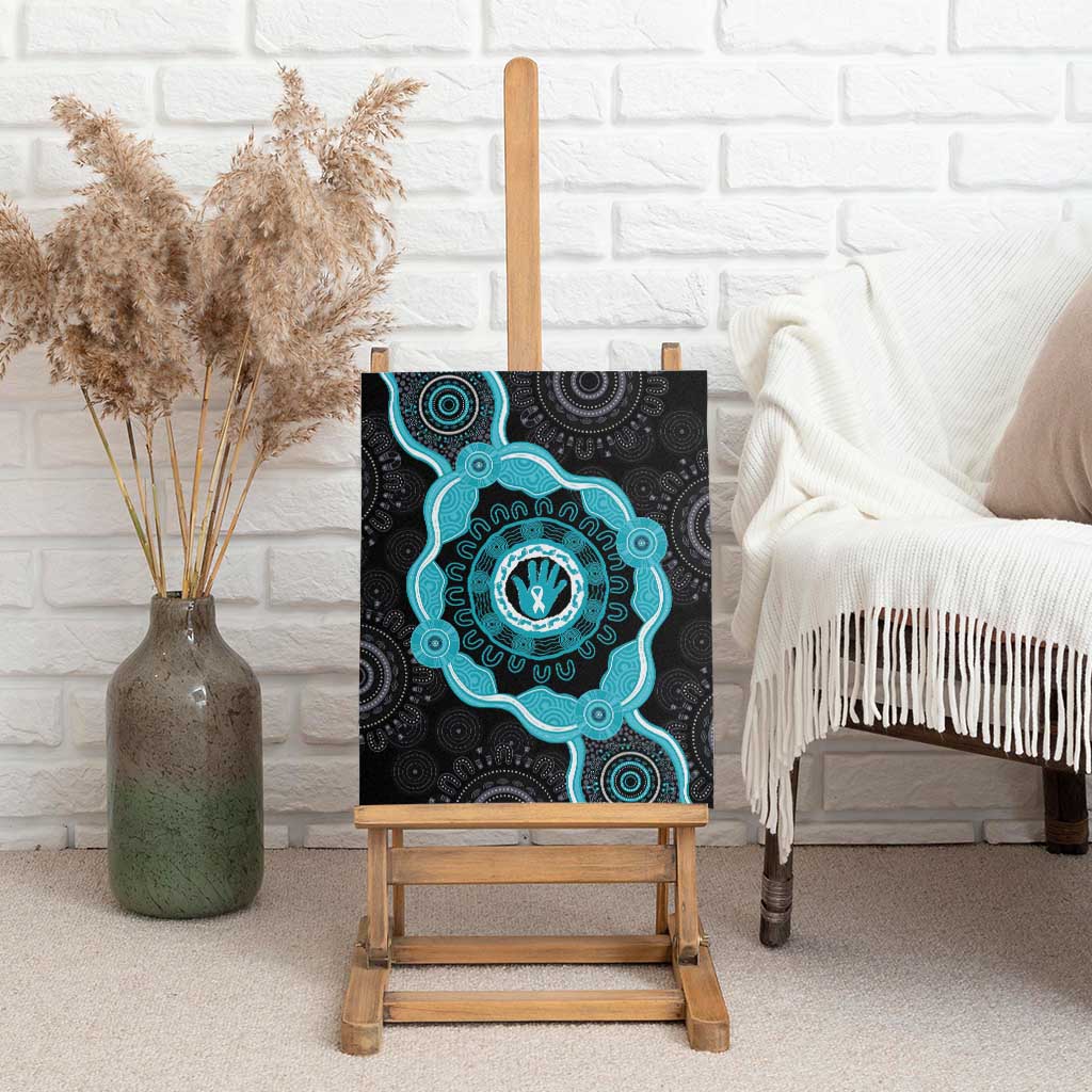 Australia Ovarian Cancer Awareness Canvas Wall Art Brave Strong Teal Ribbon Aboriginal Art - Aussie Hoodie