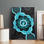 Australia Ovarian Cancer Awareness Canvas Wall Art Brave Strong Teal Ribbon Aboriginal Art - Aussie Hoodie