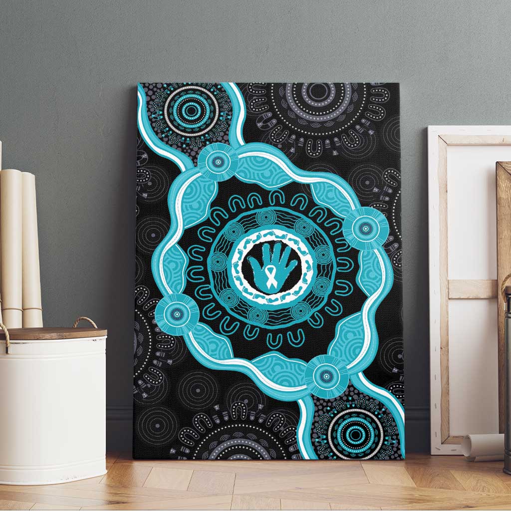 Australia Ovarian Cancer Awareness Canvas Wall Art Brave Strong Teal Ribbon Aboriginal Art - Aussie Hoodie