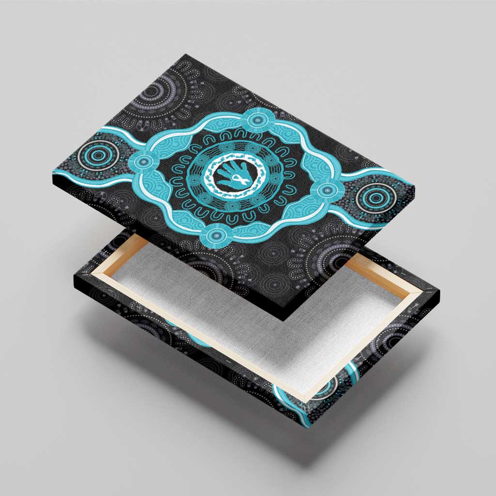 Australia Ovarian Cancer Awareness Canvas Wall Art Brave Strong Teal Ribbon Aboriginal Art - Aussie Hoodie
