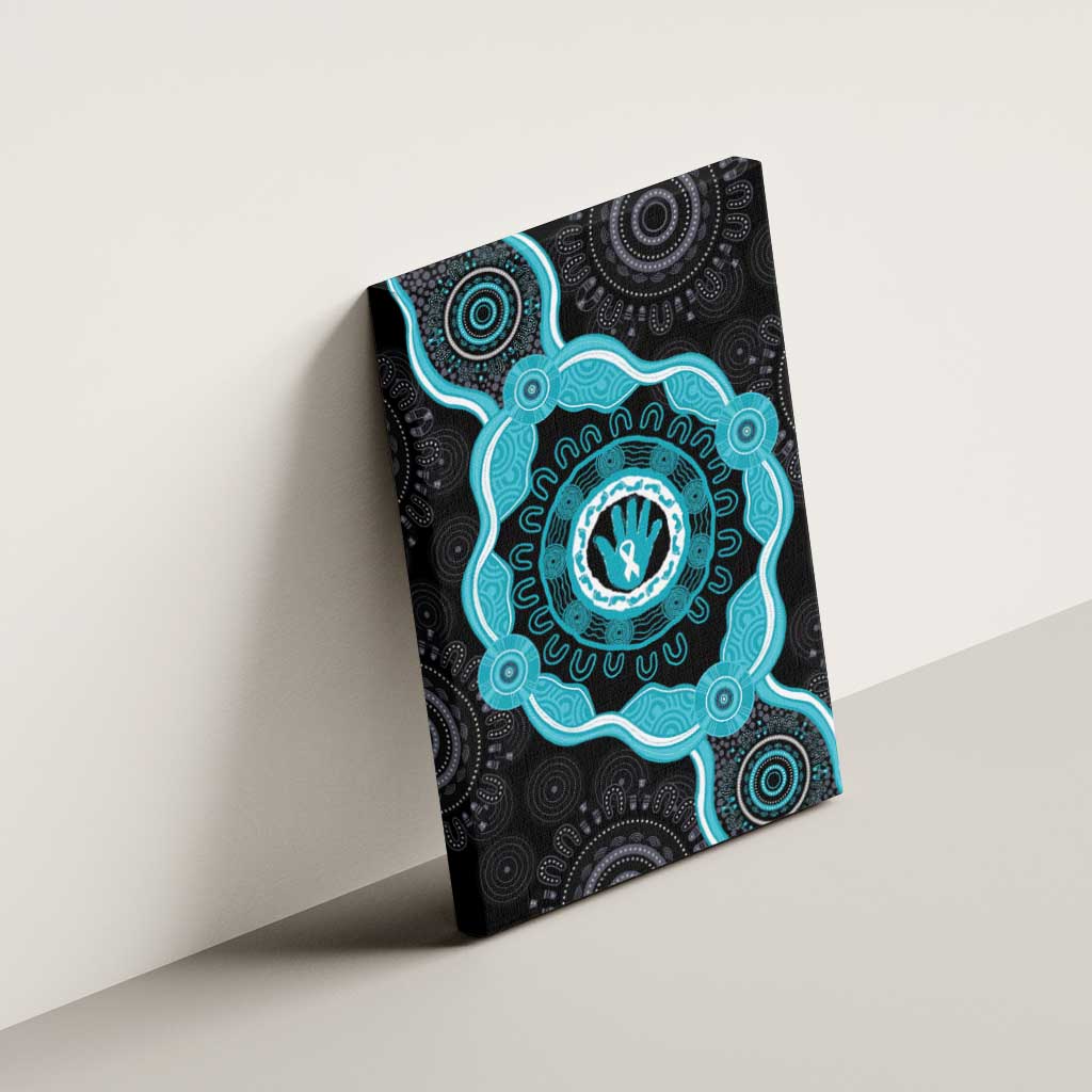 Australia Ovarian Cancer Awareness Canvas Wall Art Brave Strong Teal Ribbon Aboriginal Art - Aussie Hoodie