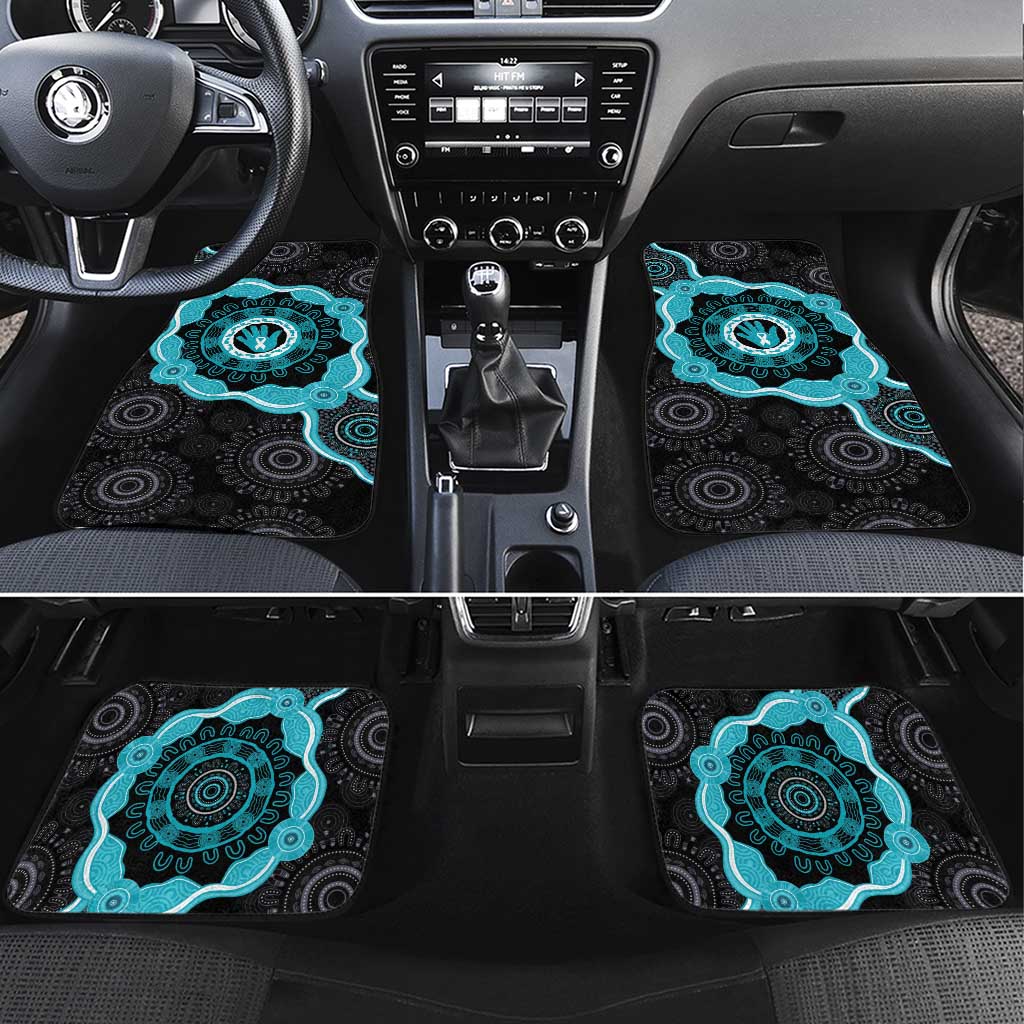 Australia Ovarian Cancer Awareness Car Mats Brave Strong Teal Ribbon Aboriginal Art - Aussie Hoodie