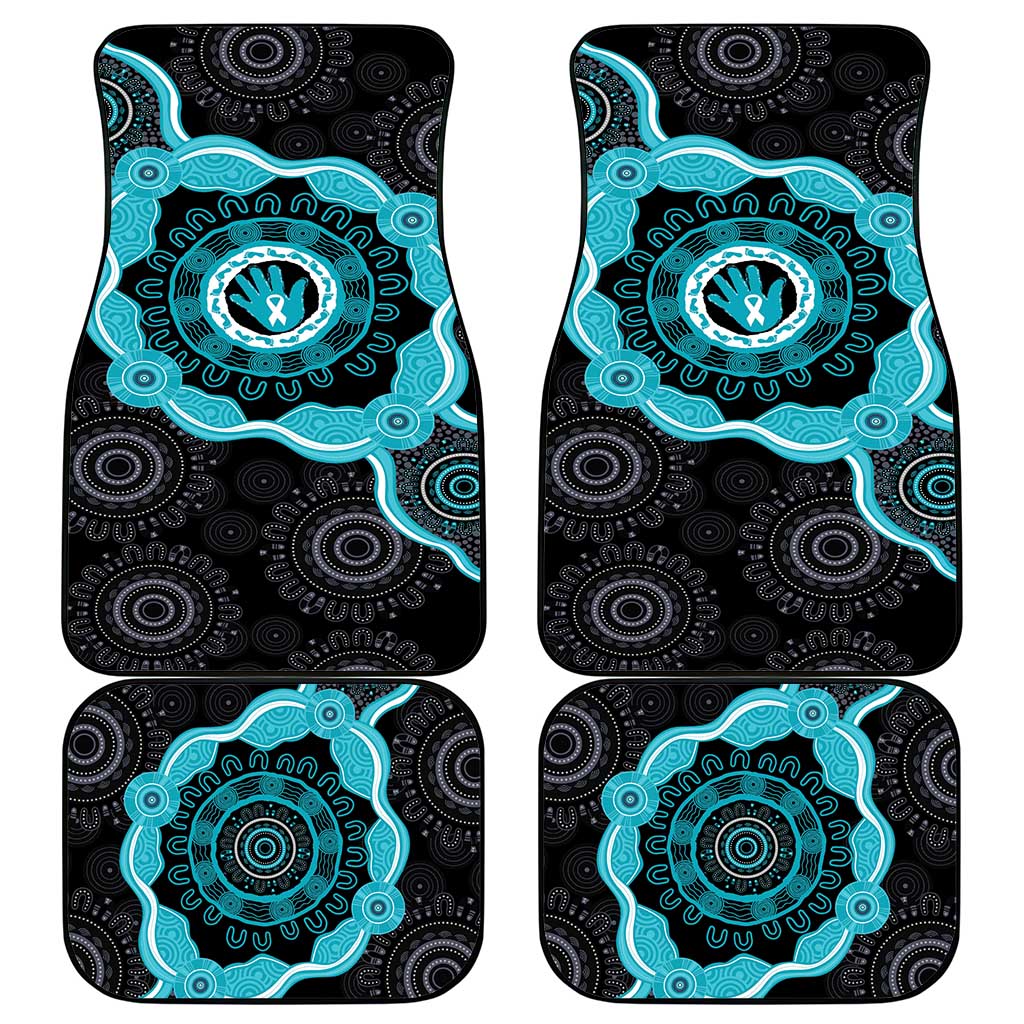 Australia Ovarian Cancer Awareness Car Mats Brave Strong Teal Ribbon Aboriginal Art - Aussie Hoodie