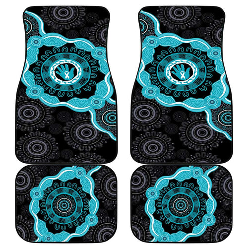 Australia Ovarian Cancer Awareness Car Mats Brave Strong Teal Ribbon Aboriginal Art - Aussie Hoodie