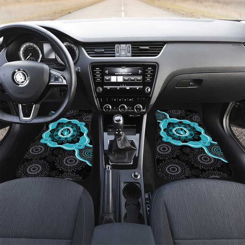 Australia Ovarian Cancer Awareness Car Mats Brave Strong Teal Ribbon Aboriginal Art - Aussie Hoodie