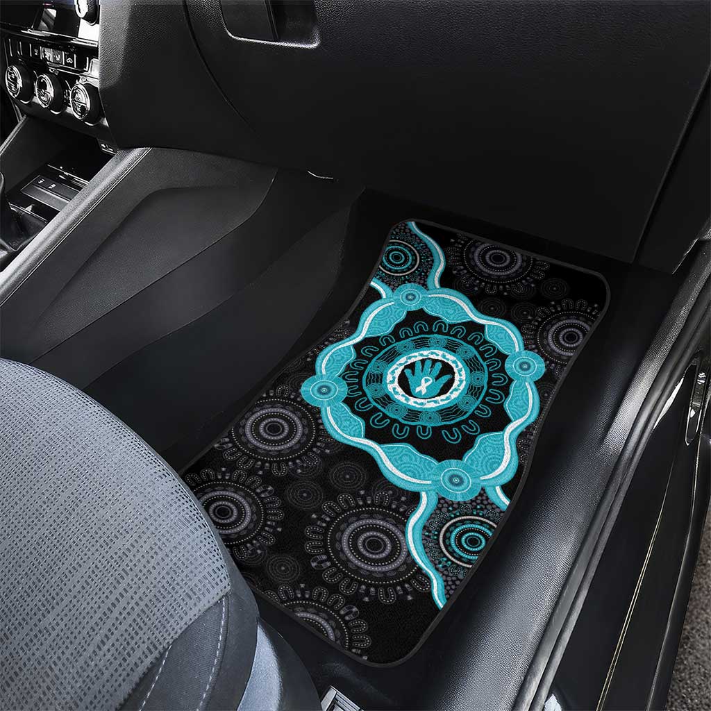 Australia Ovarian Cancer Awareness Car Mats Brave Strong Teal Ribbon Aboriginal Art - Aussie Hoodie