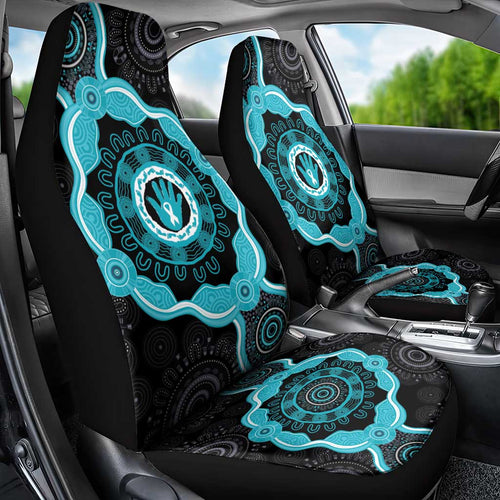 Australia Ovarian Cancer Awareness Car Seat Cover Brave Strong Teal Ribbon Aboriginal Art - Aussie Hoodie