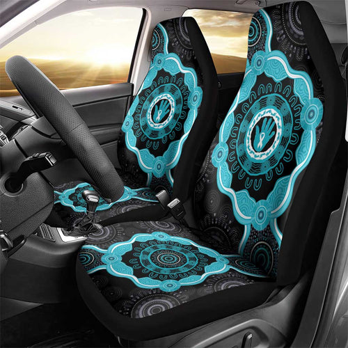 Australia Ovarian Cancer Awareness Car Seat Cover Brave Strong Teal Ribbon Aboriginal Art - Aussie Hoodie