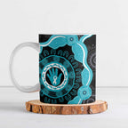 Australia Ovarian Cancer Awareness Ceramic Mug Brave Strong Teal Ribbon Aboriginal Art - Aussie Hoodie