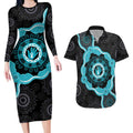 Australia Ovarian Cancer Awareness Couples Matching Long Sleeve Bodycon Dress and Hawaiian Shirt Brave Strong Teal Ribbon Aboriginal Art - Aussie Hoodie