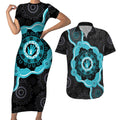 Australia Ovarian Cancer Awareness Couples Matching Short Sleeve Bodycon Dress and Hawaiian Shirt Brave Strong Teal Ribbon Aboriginal Art - Aussie Hoodie