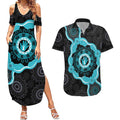 Australia Ovarian Cancer Awareness Couples Matching Summer Maxi Dress and Hawaiian Shirt Brave Strong Teal Ribbon Aboriginal Art - Aussie Hoodie