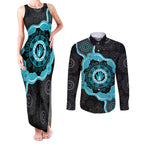 Australia Ovarian Cancer Awareness Couples Matching Tank Maxi Dress and Long Sleeve Button Shirt Brave Strong Teal Ribbon Aboriginal Art - Aussie Hoodie