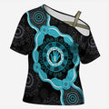 Australia Ovarian Cancer Awareness Cross Shoulder Shirt Brave Strong Teal Ribbon Aboriginal Art - Aussie Hoodie