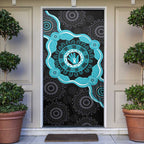 Australia Ovarian Cancer Awareness Door Cover Brave Strong Teal Ribbon Aboriginal Art - Aussie Hoodie