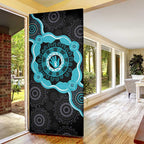 Australia Ovarian Cancer Awareness Door Cover Brave Strong Teal Ribbon Aboriginal Art - Aussie Hoodie