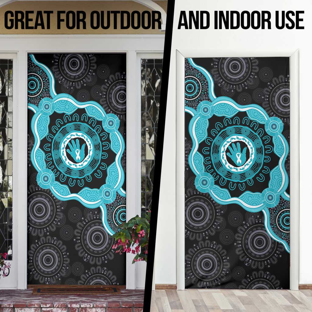 Australia Ovarian Cancer Awareness Door Cover Brave Strong Teal Ribbon Aboriginal Art - Aussie Hoodie