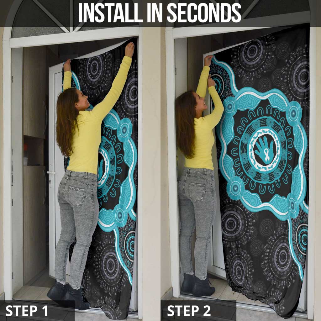 Australia Ovarian Cancer Awareness Door Cover Brave Strong Teal Ribbon Aboriginal Art - Aussie Hoodie