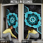 Australia Ovarian Cancer Awareness Door Cover Brave Strong Teal Ribbon Aboriginal Art - Aussie Hoodie