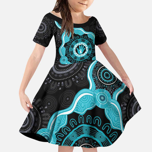 Australia Ovarian Cancer Awareness Family Matching Long Sleeve Bodycon Dress and Hawaiian Shirt Brave Strong Teal Ribbon Aboriginal Art - Aussie Hoodie