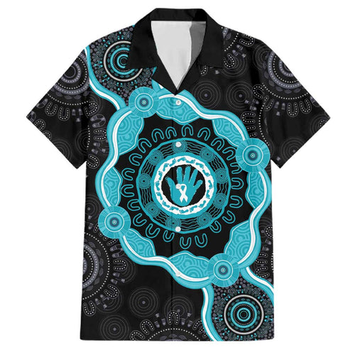 Australia Ovarian Cancer Awareness Family Matching Long Sleeve Bodycon Dress and Hawaiian Shirt Brave Strong Teal Ribbon Aboriginal Art - Aussie Hoodie