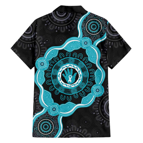 Australia Ovarian Cancer Awareness Family Matching Mermaid Dress and Hawaiian Shirt Brave Strong Teal Ribbon Aboriginal Art - Aussie Hoodie