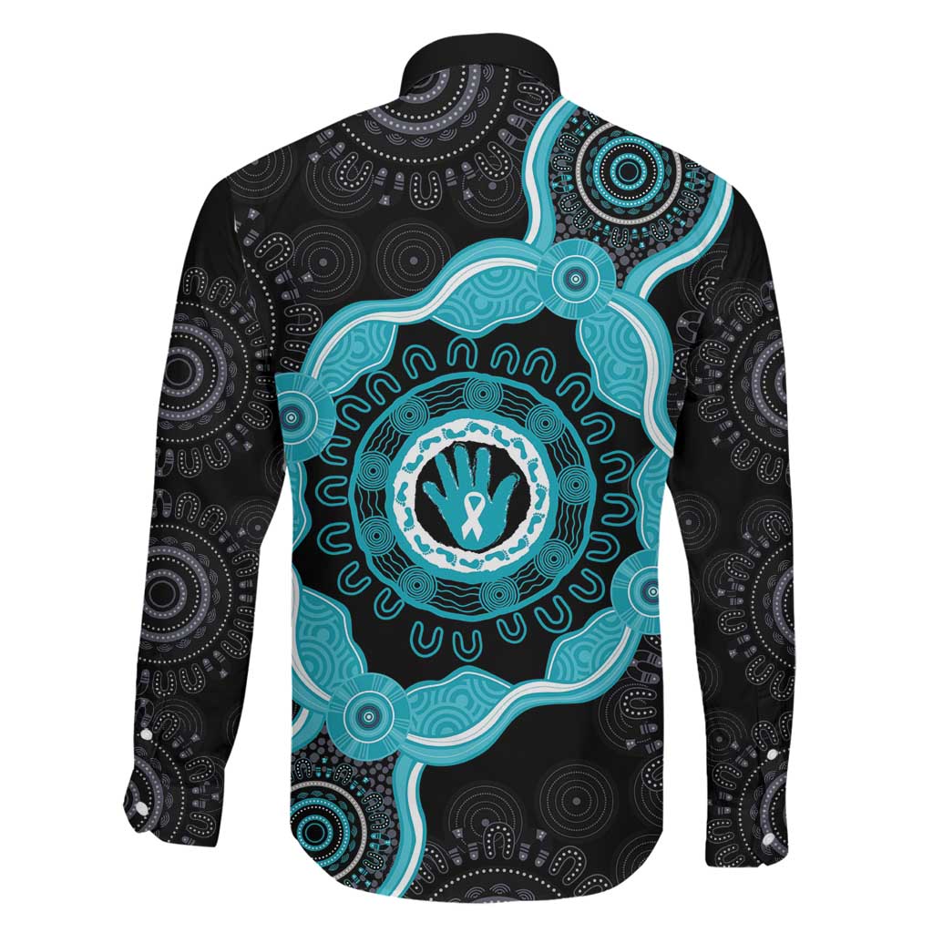 Australia Ovarian Cancer Awareness Family Matching Mermaid Dress and Hawaiian Shirt Brave Strong Teal Ribbon Aboriginal Art - Aussie Hoodie