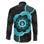 Australia Ovarian Cancer Awareness Family Matching Puletasi and Hawaiian Shirt Brave Strong Teal Ribbon Aboriginal Art - Aussie Hoodie