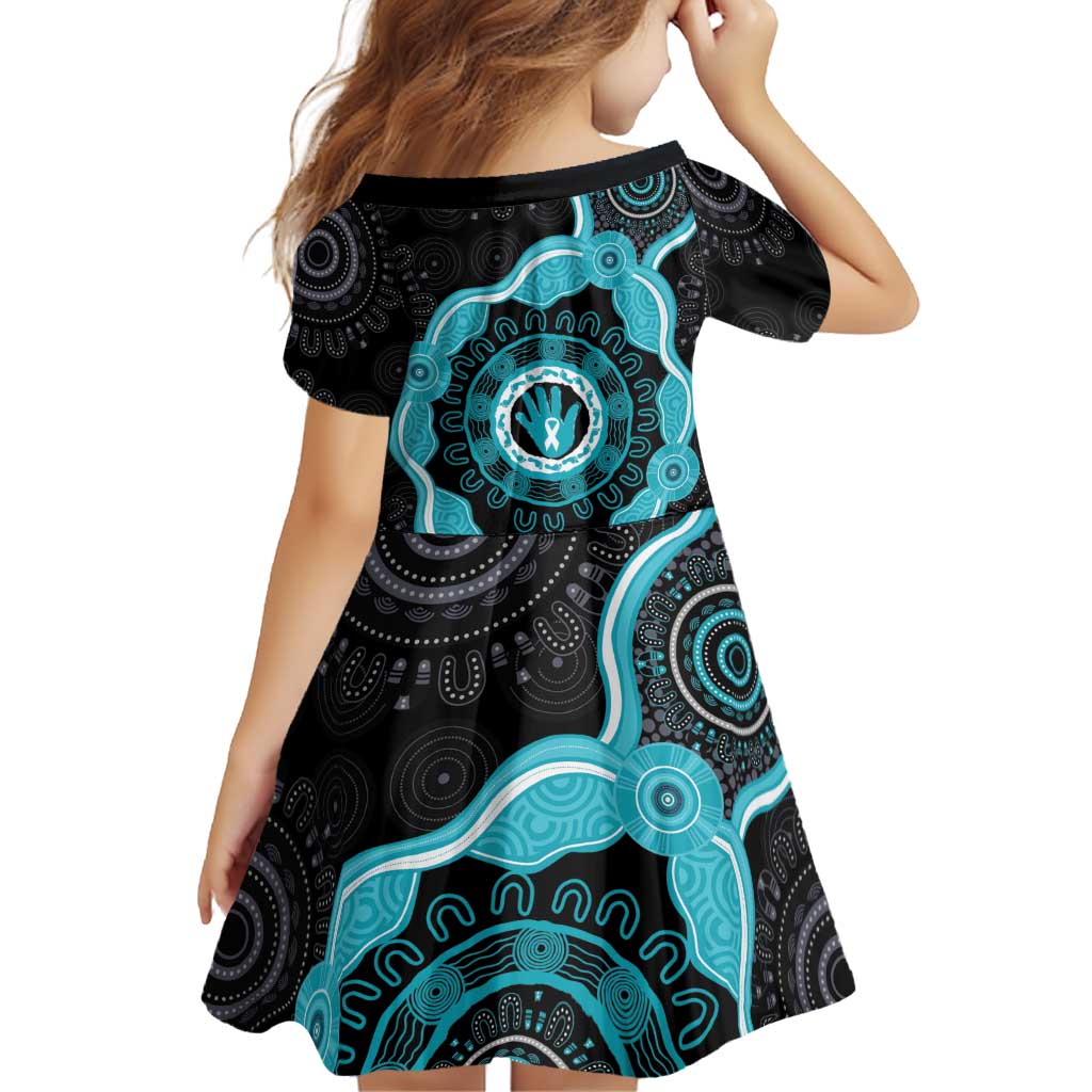 Australia Ovarian Cancer Awareness Family Matching Short Sleeve Bodycon Dress and Hawaiian Shirt Brave Strong Teal Ribbon Aboriginal Art - Aussie Hoodie