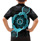 Australia Ovarian Cancer Awareness Family Matching Summer Maxi Dress and Hawaiian Shirt Brave Strong Teal Ribbon Aboriginal Art - Aussie Hoodie
