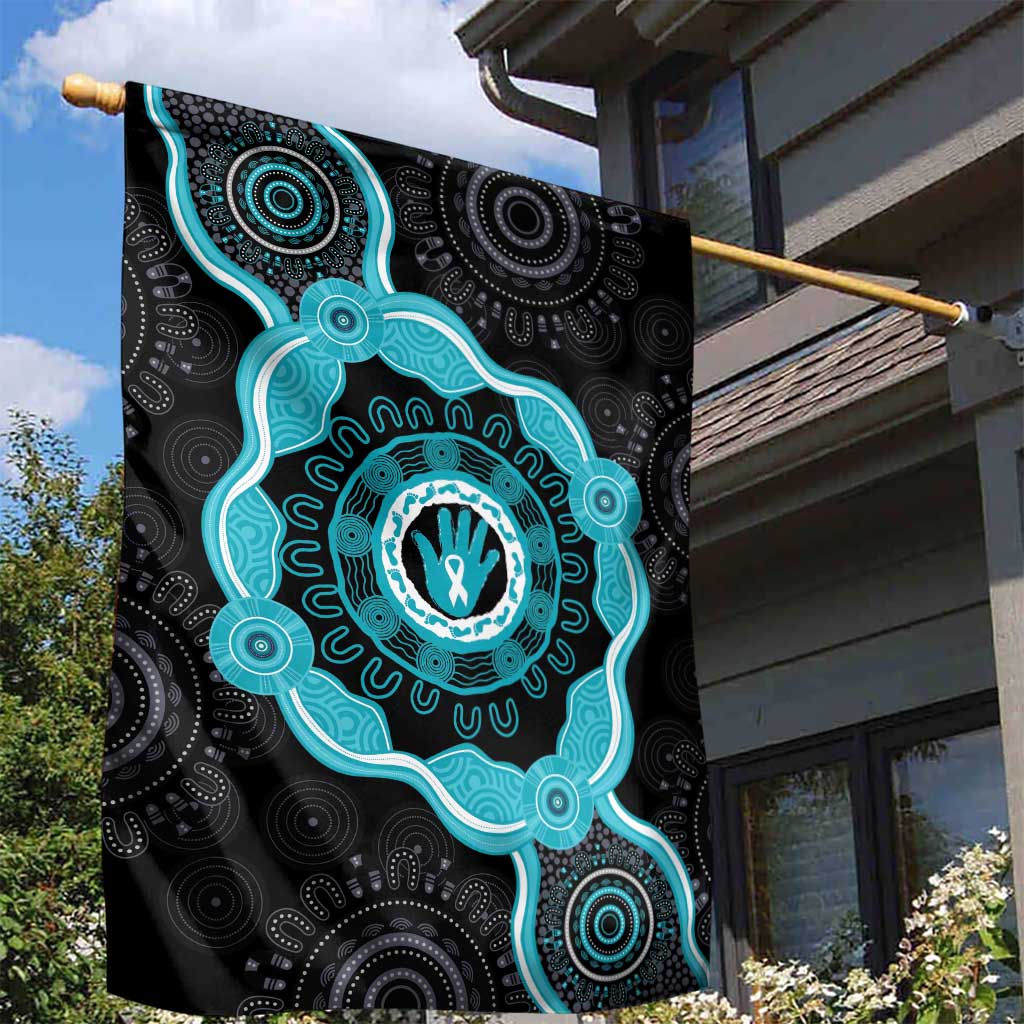 Australia Ovarian Cancer Awareness Garden Flag Brave Strong Teal Ribbon Aboriginal Art - Aussie Hoodie