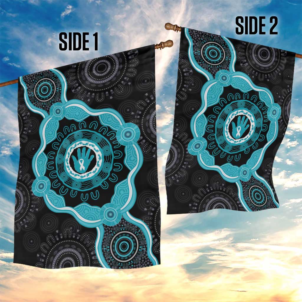 Australia Ovarian Cancer Awareness Garden Flag Brave Strong Teal Ribbon Aboriginal Art - Aussie Hoodie