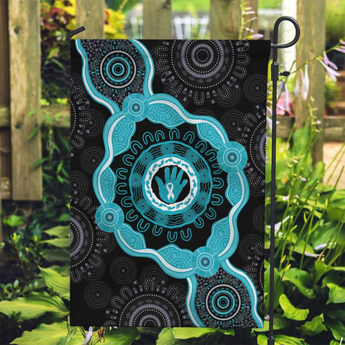 Australia Ovarian Cancer Awareness Garden Flag Brave Strong Teal Ribbon Aboriginal Art - Aussie Hoodie