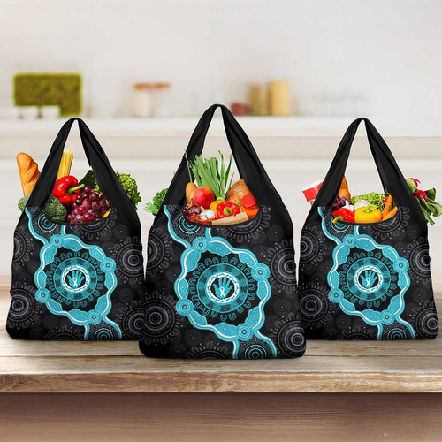 Australia Ovarian Cancer Awareness Grocery Bag Brave Strong Teal Ribbon Aboriginal Art - Aussie Hoodie