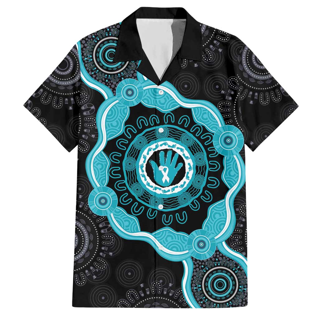 Australia Ovarian Cancer Awareness Hawaiian Shirt Brave Strong Teal Ribbon Aboriginal Art - Aussie Hoodie