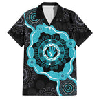 Australia Ovarian Cancer Awareness Hawaiian Shirt Brave Strong Teal Ribbon Aboriginal Art - Aussie Hoodie
