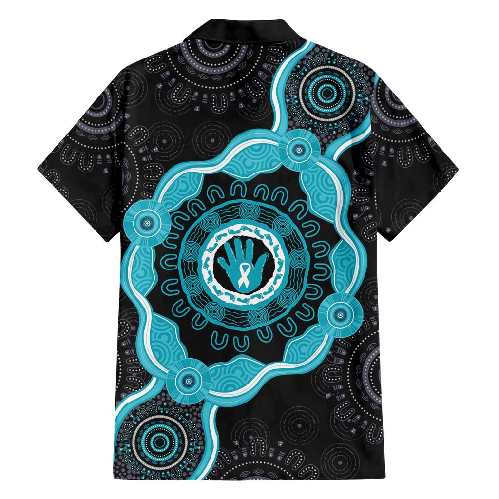 Australia Ovarian Cancer Awareness Hawaiian Shirt Brave Strong Teal Ribbon Aboriginal Art - Aussie Hoodie