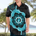Australia Ovarian Cancer Awareness Hawaiian Shirt Brave Strong Teal Ribbon Aboriginal Art - Aussie Hoodie